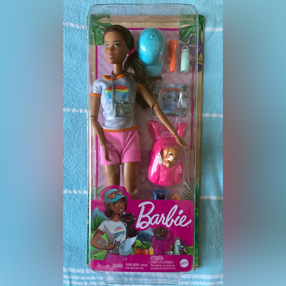 Posable Hiking Barbie, Puppy, Brunette, NRFB NIB